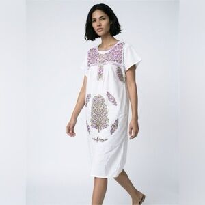 Women's Handmade Embroidered White‎ Cotton Dress Johny Was Style Size XL